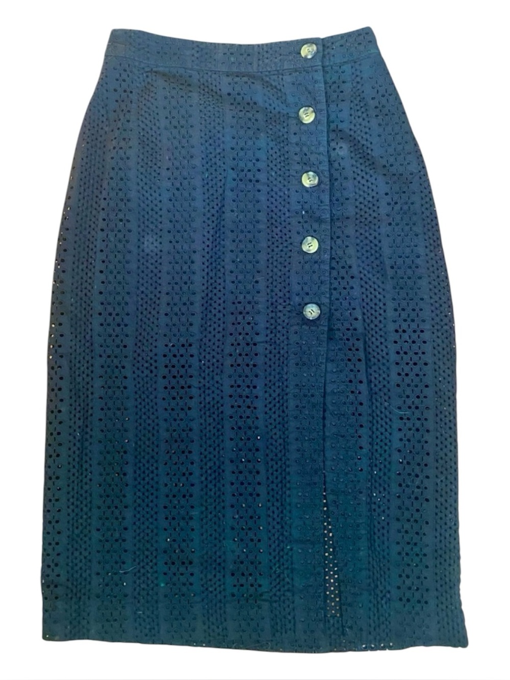 & Other Stories Black Eyelet Button Front Cotton Skirt Size 10